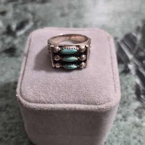 Sterling Silver Turquoise Marquise Cluster Ring - Women Jewelry